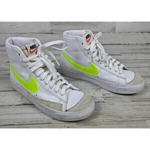 NIKE Blazer Mid 77 Essential Women's Sneakers Size 6.5 White And Volt Colorway